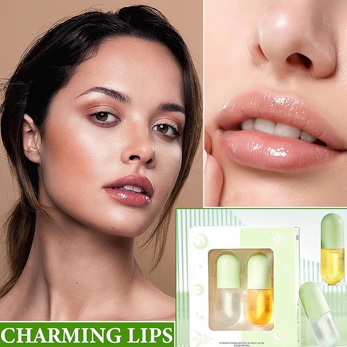 Lip Plumper Set,Lip Plumper Oil Gloss Moisturizing Lip Plumper Lip Care Serum,Hydrating Plump Gloss Reduce Fine Lines,Lip Plumper for Day & Night Use Set A(2Pcs)-Velvo Beauty
