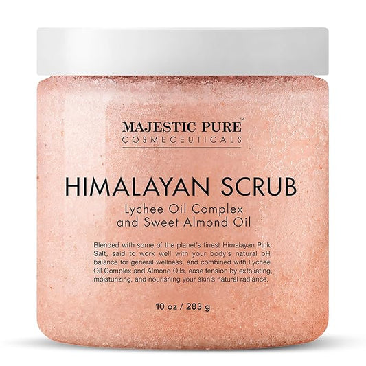 MAJESTIC PURE Himalayan Salt Body Scrub with Lychee Oil, Exfoliating Salt Scrub to Exfoliate & Moisturize Skin, Deep Cleansing - 10 oz-Velvo Beauty