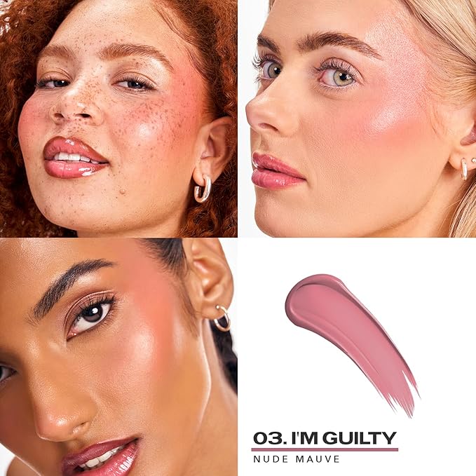 Sacheu Cheek STAY-N Liquid Blush for Cheeks — High Pigment, Buildable, Lightweight Cream Blush Infused With Squalane, for Dewy & Radiant Flushed Cheeks — Long-lasting & Cruelty Free, I'm Guilty-Velvo Beauty