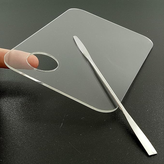2 Pcs Acrylic Makeup Palette Makeup Mixing Tray with Makeup Spatula for Beauty Salon Color Cream Liquid Foundation Mixing Palette (Rectangular)-Velvo Beauty