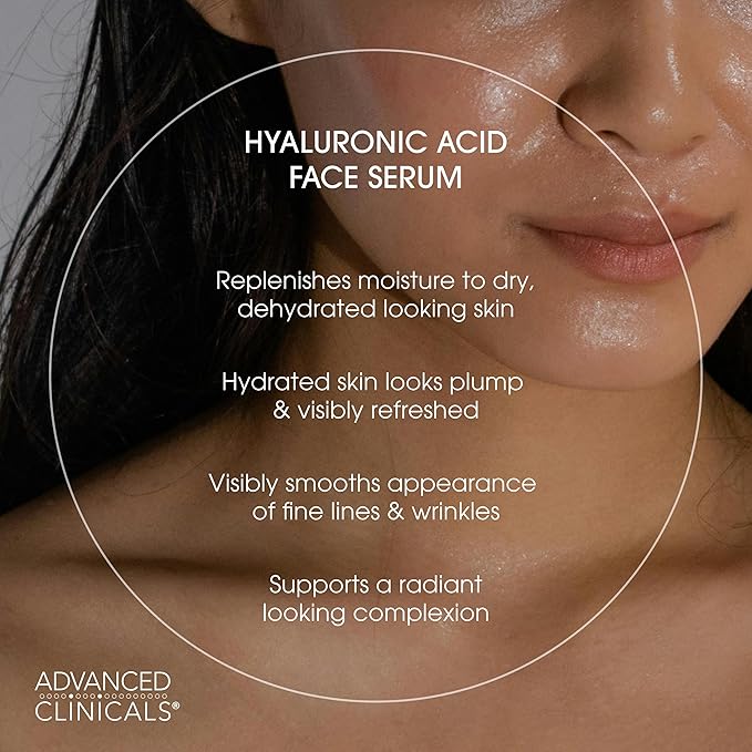 Advanced Clinicals Hyaluronic Acid Serum For Face | Moisturizing Facial Skin Care Products | Hydrating Serum For Face Helps Improve Look Of Wrinkles, Fine Lines, & Uneven Dry Skin Texture, 2-Pack-Velvo Beauty