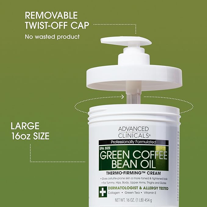 Advanced Clinicals Thermo Firming Green Coffee Bean Moisturizer Body Cream | Anti Cellulite Caffeine Firming Lotion For Legs, Arms, & Body | Skin Care Products | Aging Skin Tightening Cream, 2-Pack-Velvo Beauty