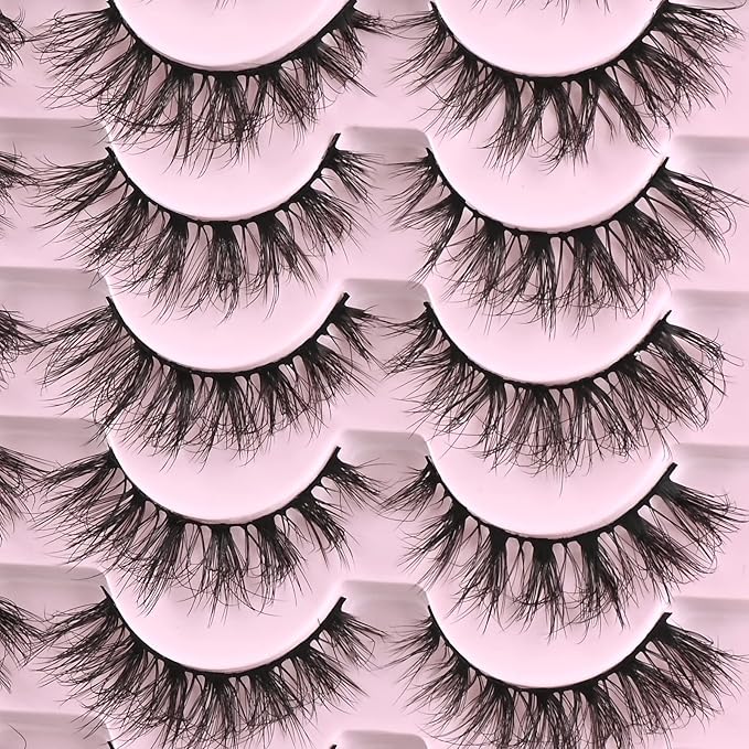 FARRED Lashes Natural Eyelashes Wispy Cat Eye False Lashes Fluffy Fake Eyelash Natural Look 14 Pairs Short Faux Mink Strip Eye Lash Pack for MUA and Beginners Daily Makeup (F4 | 9-16mm)-Velvo Beauty