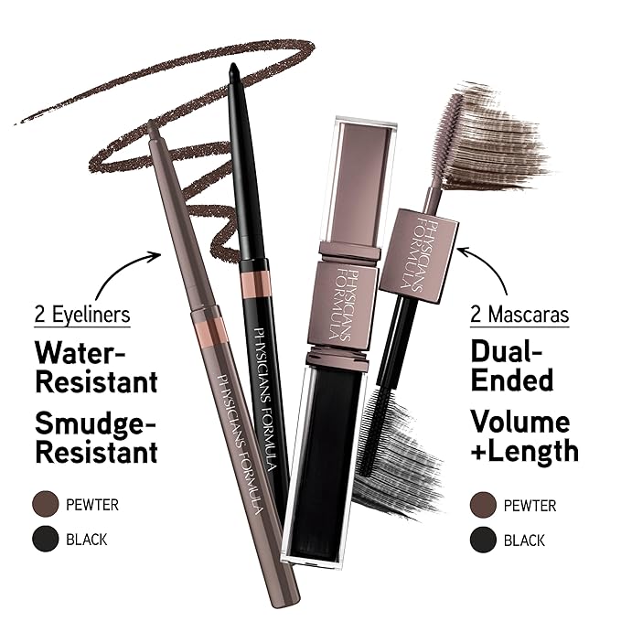 Physicians Formula Shimmer Strips Custom Eye Enhancing Kit with Eyeshadow, Eyeliner & Mascara, Nude-Velvo Beauty