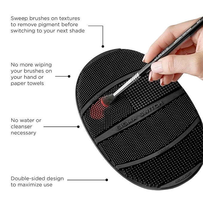 Sigma Switch by Sigma Beauty – Silicone Makeup Brush Cleaner for Switching Shades and Pigments, Switch Cleaning Mat for Superior Makeup Brush Cleaning Mid-Application (Full Size)-Velvo Beauty