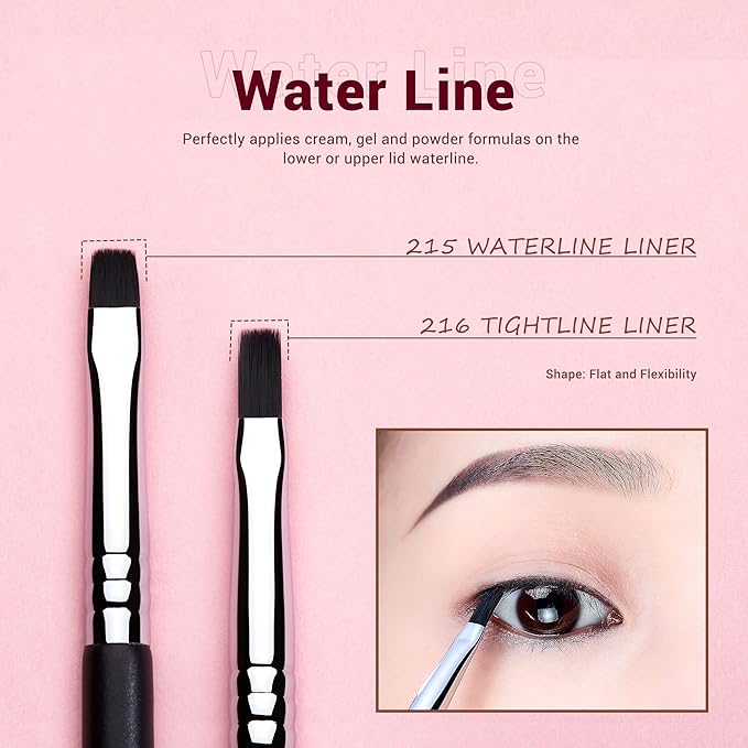 Jessup Eyeliner Brush Set, Professional Eye Liner Makeup Brushes 11pcs, Angled Flat Definer Ultra Fine Bent Pencil Point Eyeliner Brushes for Precision Liner, T324-Velvo Beauty