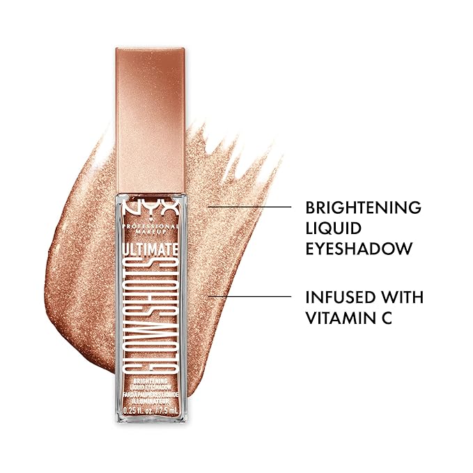 NYX PROFESSIONAL MAKEUP Ultimate Glow Shots, Liquid Eyeshadow, Long-Lasting Shimmer Eye Shadow with Vitamin C - Golden Goji-Velvo Beauty
