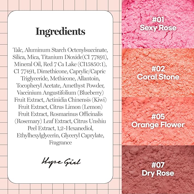 Hope Girl 3D Powder Blusher 0.17oz | Skin-Loving Korean Mini Blush for Cheeks and Eye Makeup w/Allantoin | K Beauty Cool Toned Vibrant Sunkissed Fine Powder Makeup Blush Cosmetics (#07 Dry Rose)-Velvo Beauty