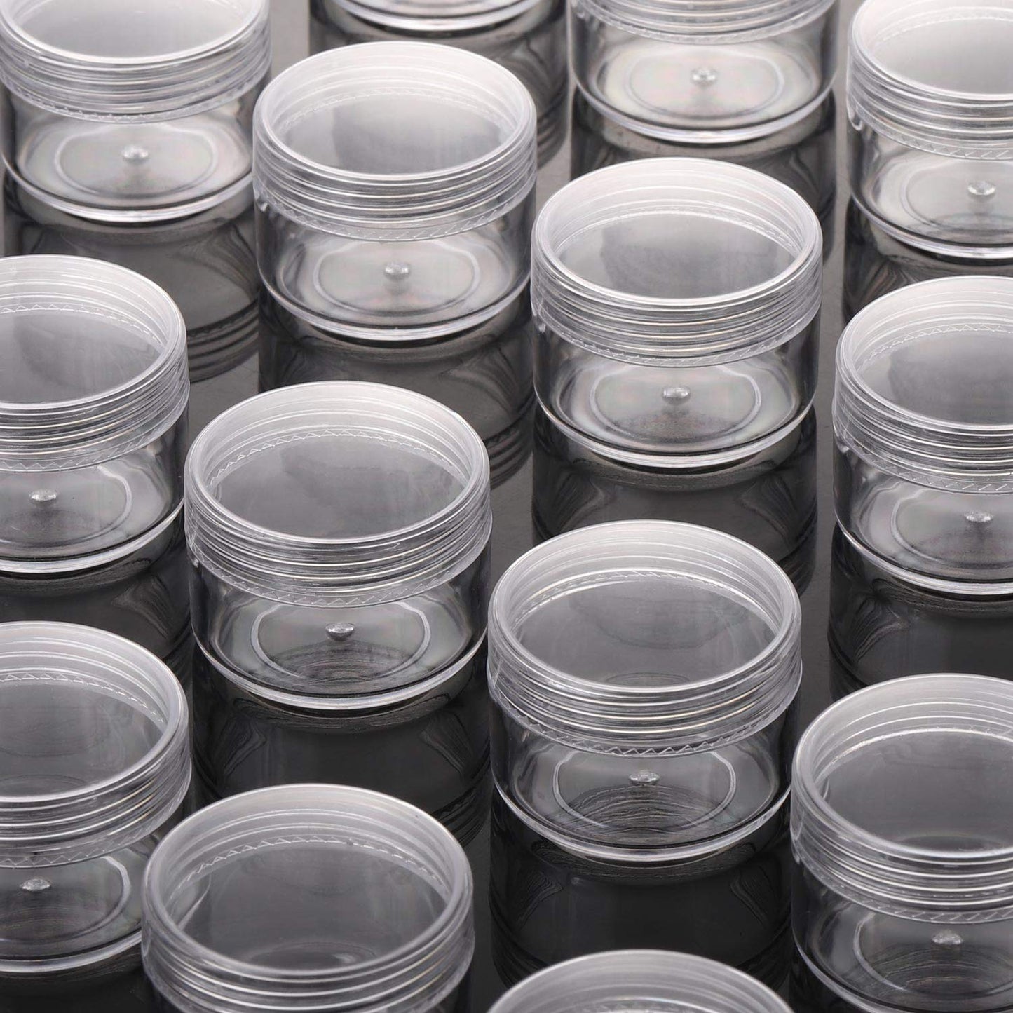 100 Count Refillable Sample Containers with Lids Cosmetic Jars 15 Gram Empty Cream Jars Leak Proof Makeup Containers for Traveling - Clear-Velvo Beauty