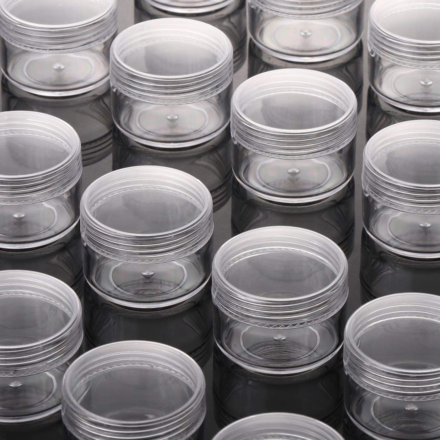 100 Count Refillable Sample Containers with Lids Cosmetic Jars 15 Gram Empty Cream Jars Leak Proof Makeup Containers for Traveling - Clear-Velvo Beauty