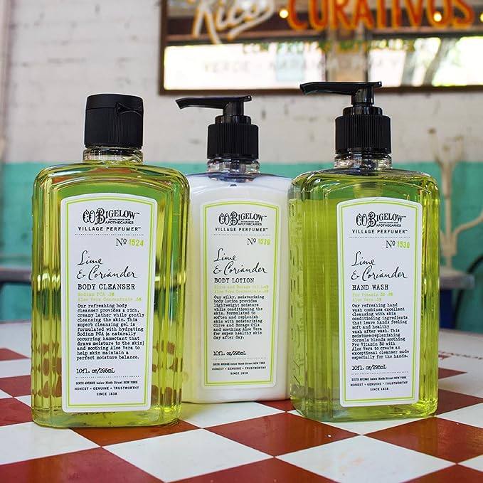 C.O. Bigelow Lime Coriander Body Lotion, Village Perfumer Moisturizing Body Lotion with Aloe Vera, Borage Oil & Olive Oil, 10 Fl Oz-Velvo Beauty