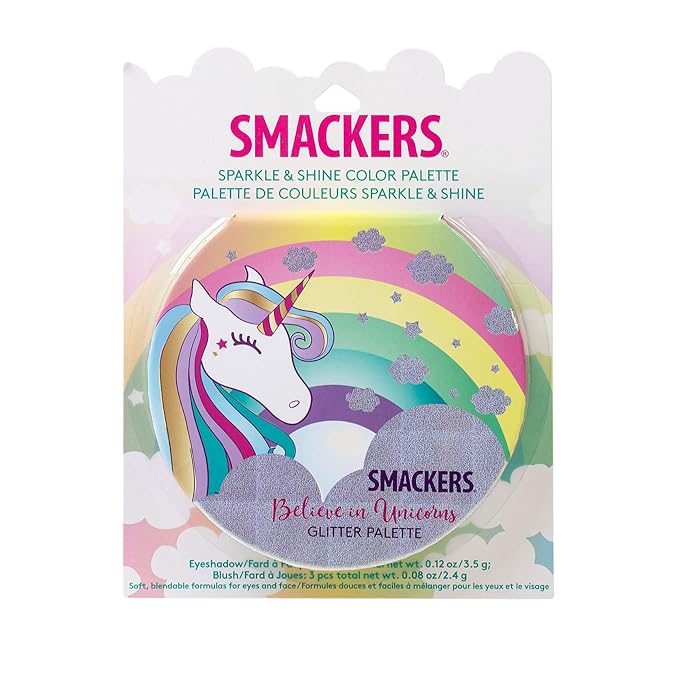 Lip Smacker Sparkle & Shine Unicorn Eyeshadow Palette Makeup Collection + Lippy Pals Bunny Rabbit Carrot Cake Lip Balm-Velvo Beauty
