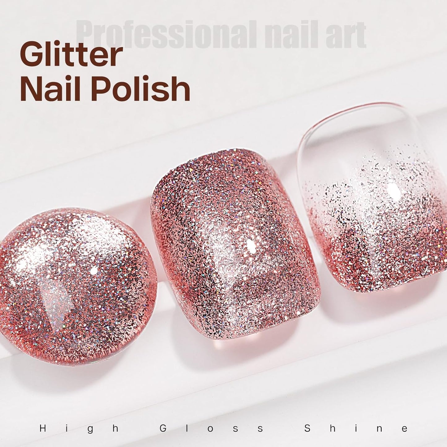 MIZHSE Quick Dry Glitter Brown Nail Polish, Fall Color Nail Polish Air Dry Fast, 15ml High Glossy Sparkly Shiny Shimmer Nail Art Salon Manicure Home-Velvo Beauty