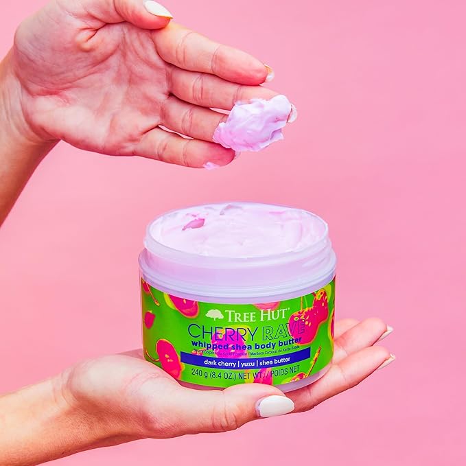 Tree Hut Cherry Rave Whipped Shea Body Butter | Long-lasting Hydration Leaves Skin Feeling Soft & Moisturized | Limited Edition Fall | Nourishing Essential Body Care | 8.4 fl oz.-Velvo Beauty