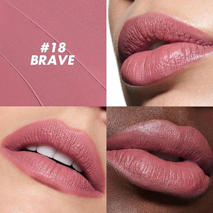 FOCALLURE Ultra Chic Matte Lipstick,Rich Vitamin E Lip Crayon,Lightweight Matte Color without Drying or Fading,Long Lasting Waterproof Lips Makeup,BRAVE-Velvo Beauty