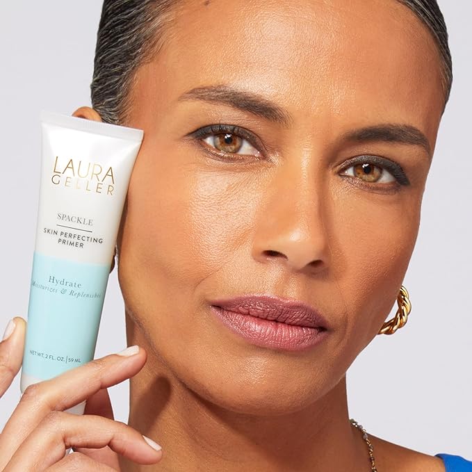 LAURA GELLER NEW YORK Laura's Must-Haves Kit 3pc: Baked Balance-n-Brighten Powder Foundation, Golden Medium + Spackle Skin Perfecting Makeup Primer, Hydrate + Airbrush Round Kabuki Brush-Velvo Beauty