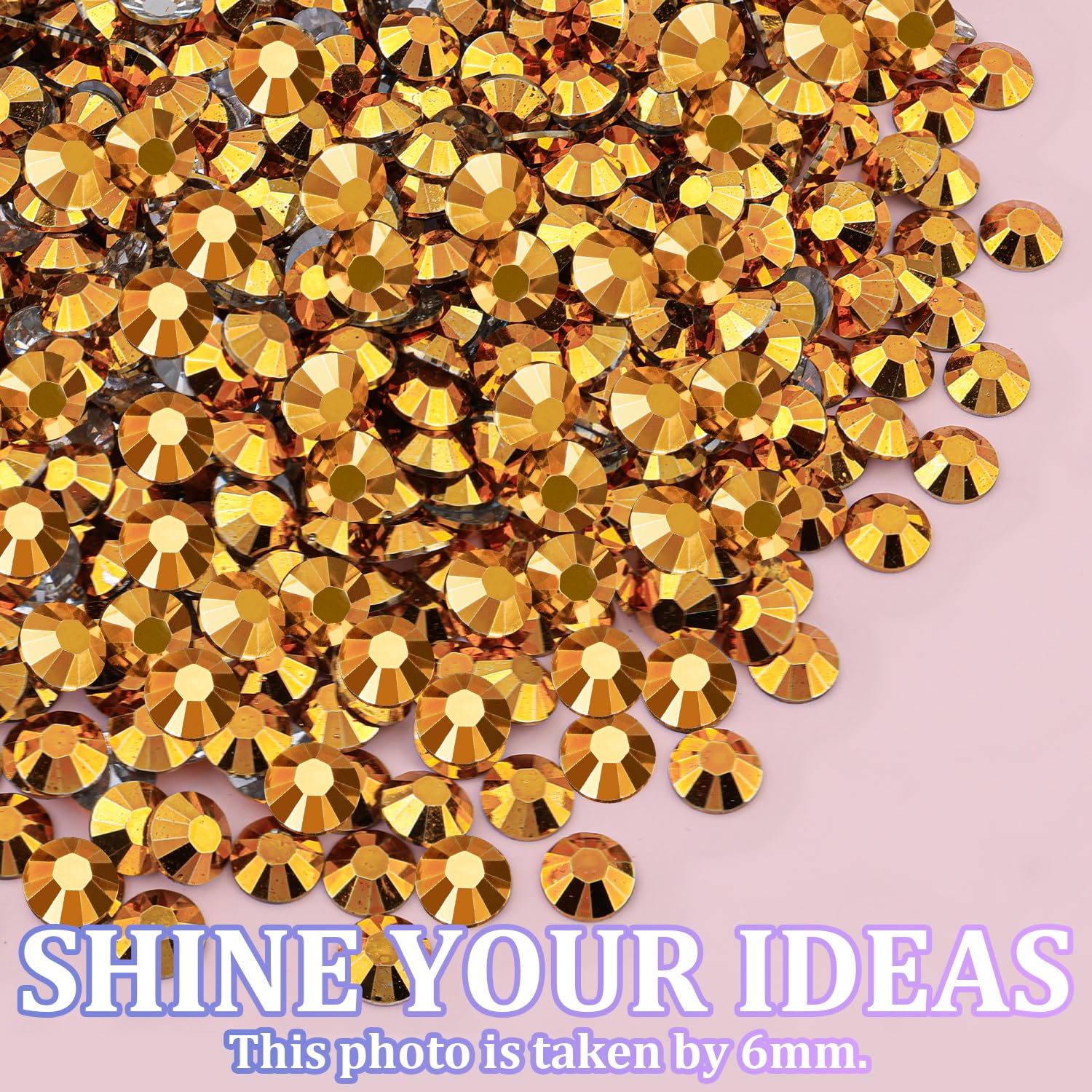 25000Pcs Resin Rhinestones for Crafting, Gold 2-6mm Mixed Sizes Non Hotfix Flatback Gems, Bedazzling Crystal for DIY Crafts Clothing Tumblers Mugs Shoes Fabric Nail Art-Velvo Beauty
