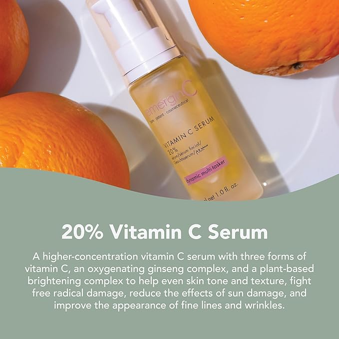 emerginC 20% Vitamin C Facial Serum - Extra Strength Micro-Encapsulated Spheres to Help Address Visible Signs of Aging (1 Ounce, 30 ml)-Velvo Beauty