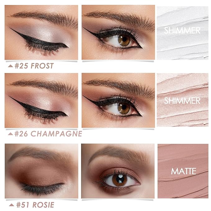 FOCALLURE 3PCS Cream Eyeshadow Stick Sets,Matte and Shimmer Eye Brightener, High Pigmented Crease-proof Pencil,Long Lasting Eye Shadow Highlighter Makeup,Starlight Pink-Velvo Beauty