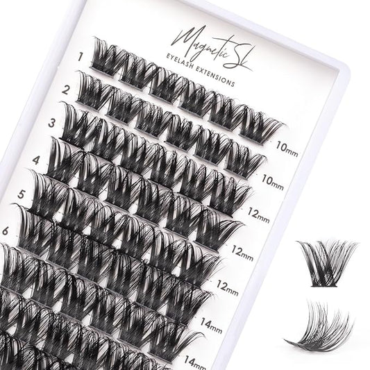Cluster Lashes 72 Individual Lashes Clusters Eyelash Extensions False Eyelashes DIY Lash Extension Reusable False Eyelashes Natural Look Mix 10-16mm C D Curl-DM27-Velvo Beauty