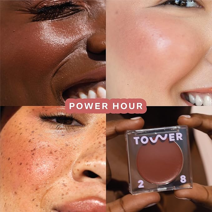 Tower 28 Beauty BeachPlease Cream Blush for Cheeks and Lips - Multi-Purpose Lip and Cheek Tint in Orange Blush - for Sensitive Skin – Color POWER HOUR, Luminous Finish-Velvo Beauty