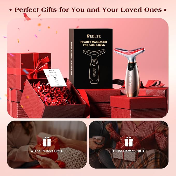 Facial Massager, 7 Colors Red Light Therapy for Face and Neck, Face Lift Device with 113°F Heating Vibration for Multi Skin Care-Velvo Beauty