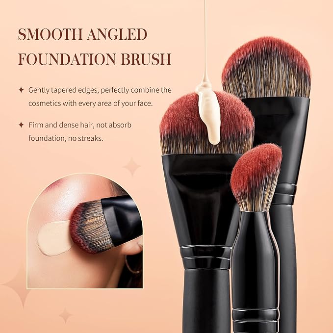 Jessup Full Makeup Brushes Set 13pcs, Professional Vegan Foundation Powder Contour Blush Highlight Eyeshadow Blending Concealer Spoolie EyeLiner Brush, Phantom Black T300-Velvo Beauty