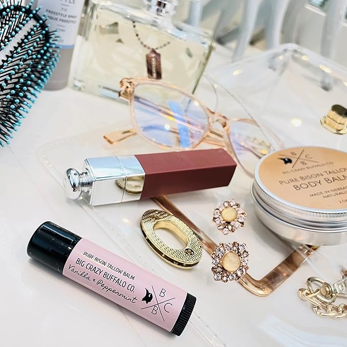 Pure Bison Tallow Lip Balm, Vanilla & Peppermint, (5 pack) - Moisturizing, Non-Habit Forming, Hydrating-Velvo Beauty