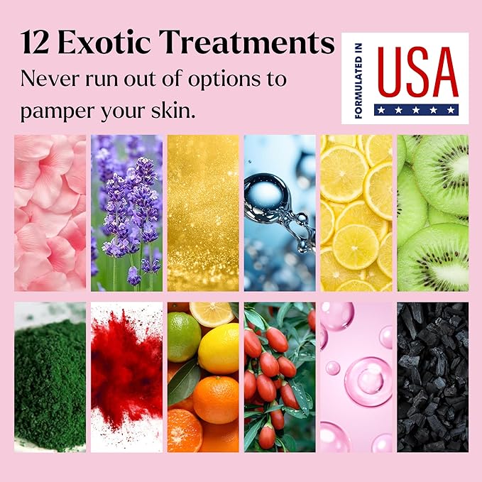 Jelly Mask for Facials - 12 Flavors Hydrating & Brightening Jelly Face Masks | Free Jade Roller & Spatula | Bulgarian Rose, Lavender, Hyaluronic Acid, 24K Gold face mask skin care |Vajacial Jelly Mask-Velvo Beauty
