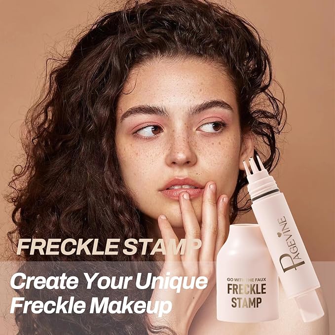 Freckle Stamp Pen, Fake Freckle Stamp Makeup Tool, Faux Freckle Stamp with Quick Dry 5-Point Multi-Prong Soft Tip, Waterproof & Long Lasting Lifelike Sunkissed Face Freckle Makeup (4# Espresso)-Velvo Beauty