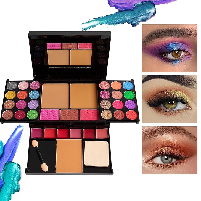All in One Makeup Kit - 36 Eyeshadow Palette, 28 Lip Gloss, 4 Concealer, 3 Blusher, 1 Highlight & Contour, Bronzer, Glitter Cream, 1 Brush - Face Eye Make Up Set Gift for Beginners And Pros-Velvo Beauty