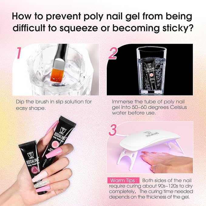 ROSALIND Poly Nail Gel Kit for Beginners - 28 Colors Extension Gel Set with UV/LED Nail Lamp, 72 Accessories (Base/Top Coat, Nail Forms, Tools), Long Lasting Salon Kit for DIY Manicure-Velvo Beauty