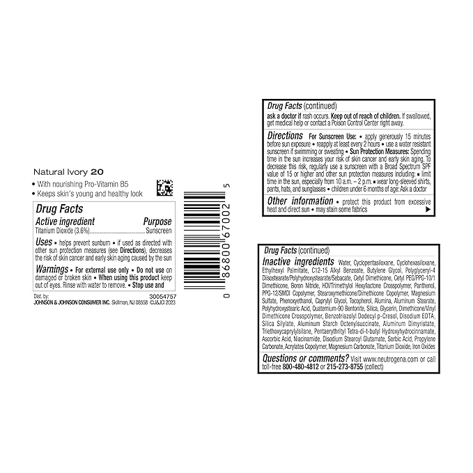 Neutrogena Healthy Skin Liquid Makeup Foundation with Broad Spectrum SPF 20 Sunscreen, Medium Coverage Foundation with Nourishing Pro-Vitamin B5, Natural Ivory 20, 1 fl. oz-Velvo Beauty