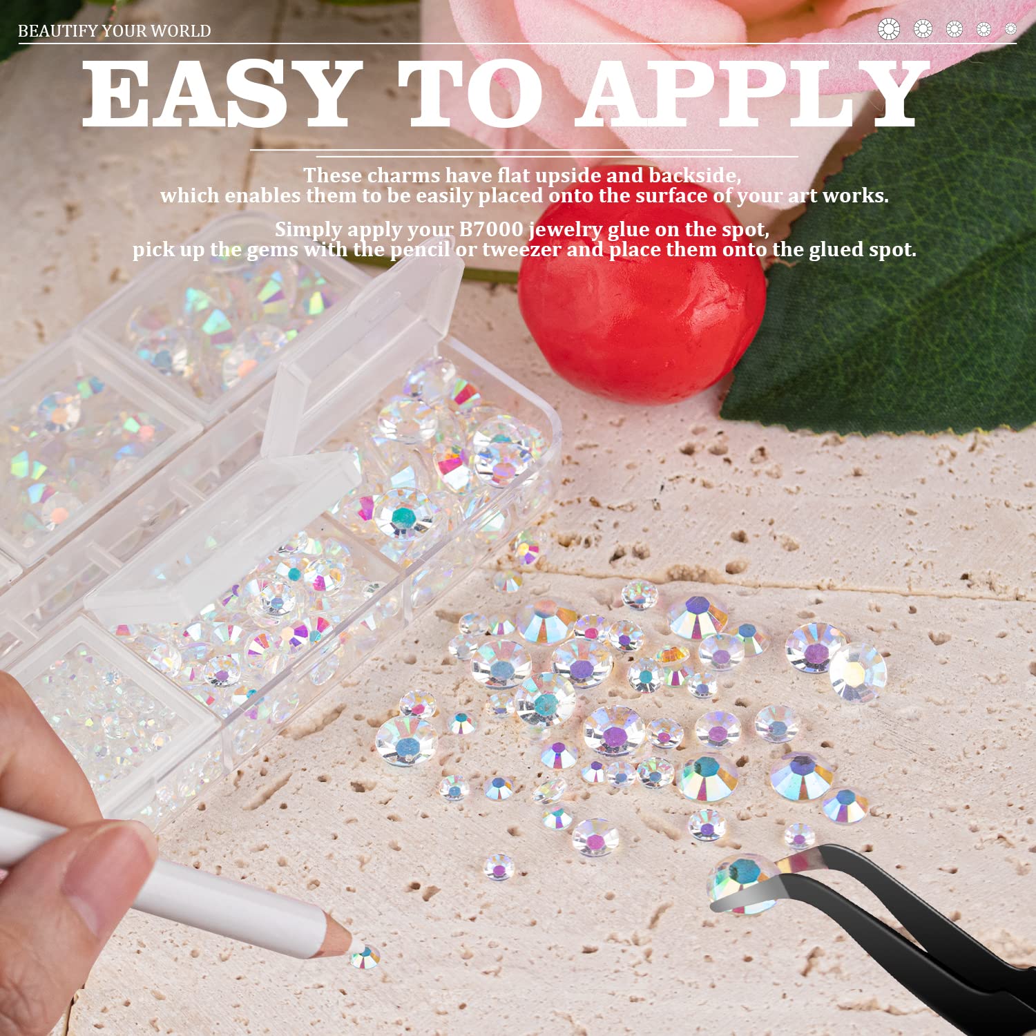 Resin Rhinestones Crafting, 2/3/4/5/6mm Flatback Jelly Rhinestones, 3 Box Transparent AB Non Hotfix Crystal Gems for Bedazzling Crafts Mugs Tumblers Clothes Makeup Nail-Velvo Beauty