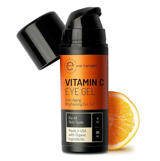Eve Hansen Vitamin C Eye Gel - Under Eye Cream for Dark Circles and Puffiness - Anti-Aging Eye Repair Cream with Hyaluronic Acid - Under Eye Treatment for All Skin Types - Eye Brightening Cream - 1 oz-Velvo Beauty