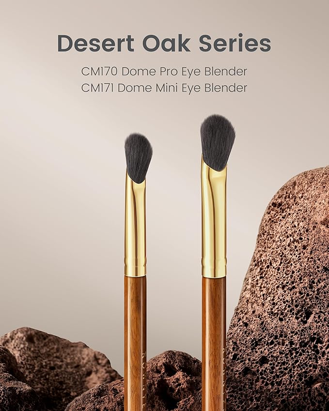 Desert Oak Series Thumb-Shaped Eyeshadow Brush (Small) - Curved Brush Head Mimics Natural Finger Contour, Premium Goat Hair & Bubinga Handle for Lid/Crease Blending (CM 171)-Velvo Beauty