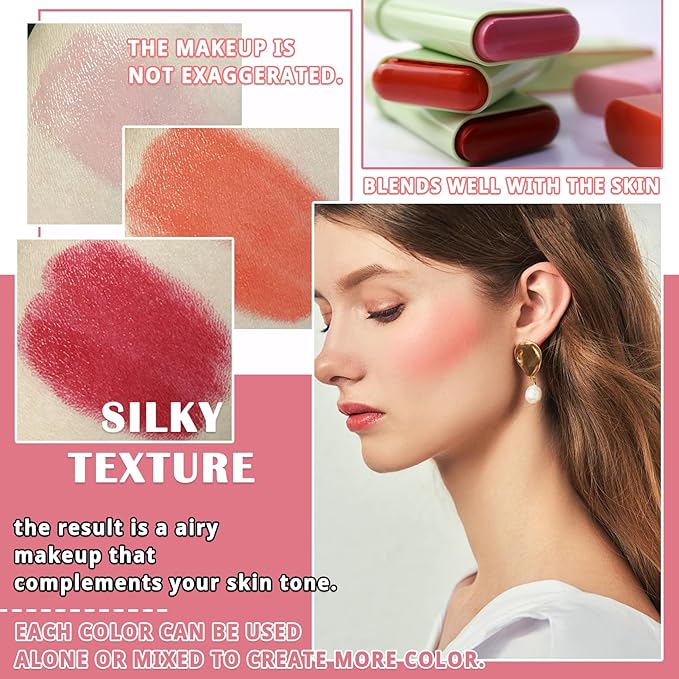 Blush Cream for Cheeks,Face Matte Contour Blush Makeup,Buildable Shimmer Facial Cheek Blusher Shades,Blendable Cosmetic Makeup Blush 02-Velvo Beauty