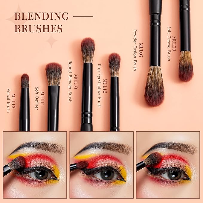 Jessup Eye Brushes Set, Vegan Makeup Brushes with Concealer Powder Eyeshadow Blending Eyeliner Spoolie Brush, 16pcs Premium Synthetic Black Cosmetic Brush T272-Velvo Beauty