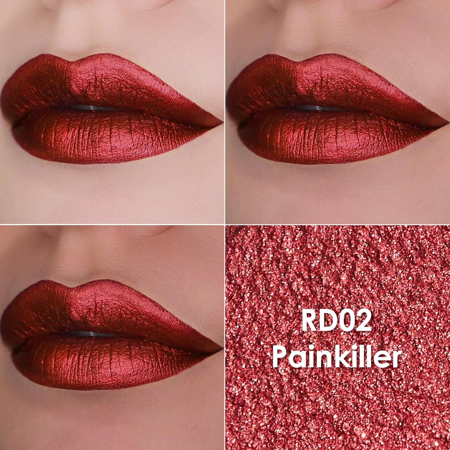 FOCALLURE Metallic Liquid Lipstick,Non Stick Cup Lip Gloss,High Impact Lip Color with Transfer-proof Wear,Long Lasting & Waterproof Lipstick Makeup for Women,RD02 Painkiller-Velvo Beauty