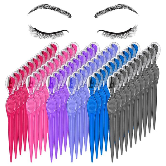 60 Pieces Eyebrow Razor Eyebrow Knife Eyebrows Shaper Trimmer Shaver Facial Hair Razor Tool for Christmas Valentine's Day Giving (Assorted Colors)-Velvo Beauty