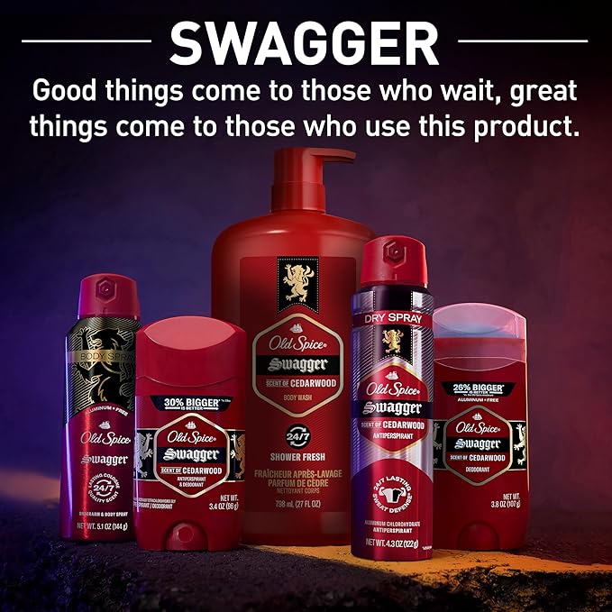 Old Spice Swagger Scent of Confidence, Body Wash for Men, 24 fl oz (Pack of 4)-Velvo Beauty