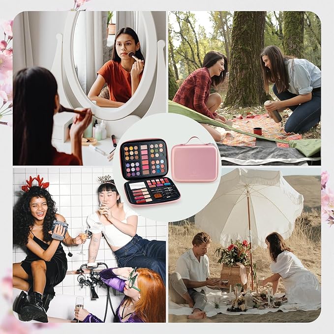Color Nymph Makeup for Teens with Reusable Pink Handbag, All In One Girls Makeup Sets Makeup Kits for Girls Women with Eyeshadow Blushes Bronzer Highlighter Lipgloss-Velvo Beauty