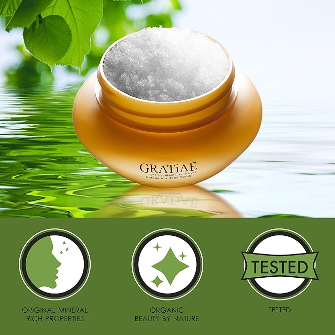 Gratiae Organics Exfoliating Body Scrub, Passion Fruit and Lime for All Skin Types 8.5 Fl oz-Velvo Beauty