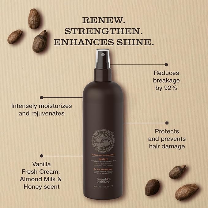 Tweak’d by Nature - Restore Revitalizing Hair Treatment Mist, Strengthens and Protects Hair for Soft Feel and Healthy Shine, Cruelty Free (16 ounces)-Velvo Beauty