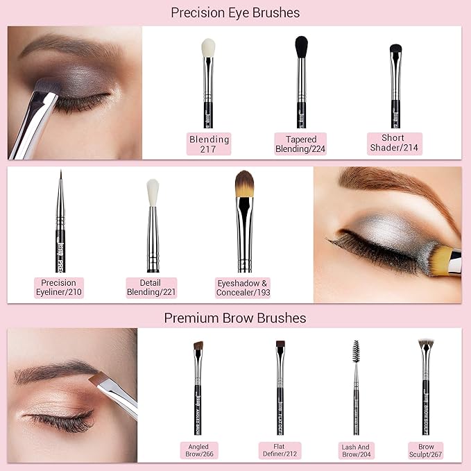 Jessup Eye Makeup Brushes 10 pcs, Premium Synthetic Eyeshadow Blending Concealer Eyebrow Eyeliner Brush Set T315-Velvo Beauty