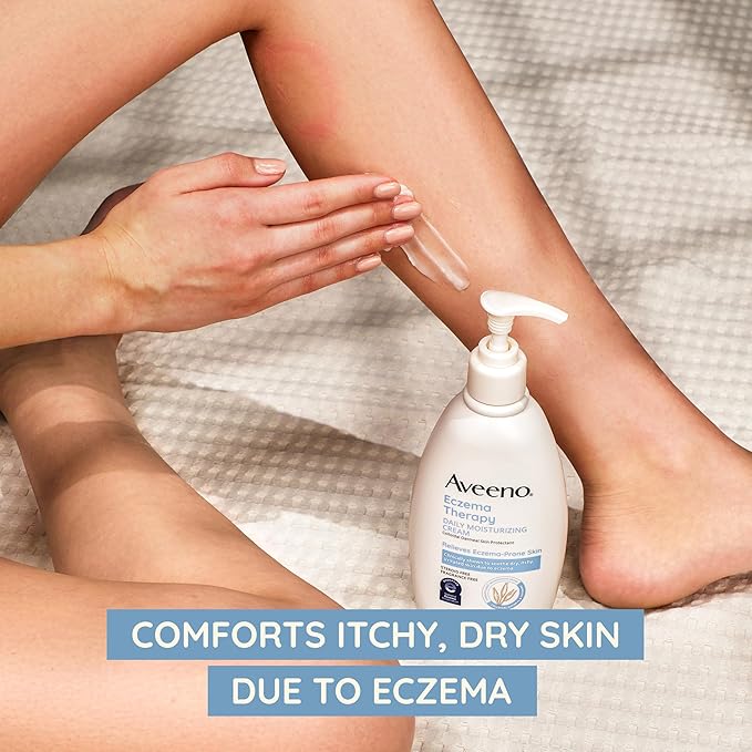 Aveeno Eczema Therapy Daily Moisturizing Body Cream for Sensitive Skin, Soothing Eczema Relief Cream, Colloidal Oatmeal & Ceramide for Dry & Itchy Skin, Steroid- & Fragrance-Free, 7.3 oz-Velvo Beauty