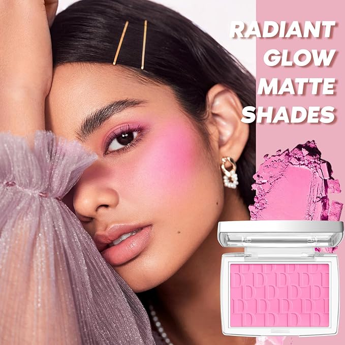 Pink Blush Powder Blush for Cheeks with Brush, Matte Blush Palette Blush Powder Face Blusher, Natural Blendable Formula Silky Lightweight Makeup Blush Rubores de Maquillaje, 001#-Velvo Beauty