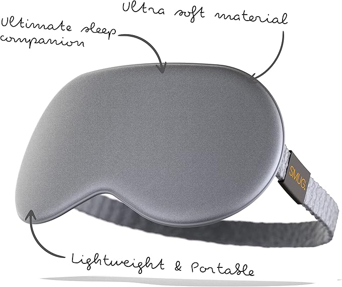 SMUG Satin Sleep Mask & Eye Mask | Travel Sleep Masks for Women & Men | Soft Sleeping Eye Mask to Nourish Skin & Reduce Dark Circles | Eye Sleep Mask Shades to Block Out Light | Cherry Blossom | Gray-Velvo Beauty