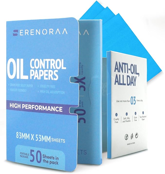 Oil Blotting Sheets for Face - Portable 1x50 Blue Oil Wipes Sheets for Face - Japanese High Performance Technology Makeup Blotting Paper -Grain Free Softer Oil Pads Absorbing Face Oil Tissues for Face-Velvo Beauty