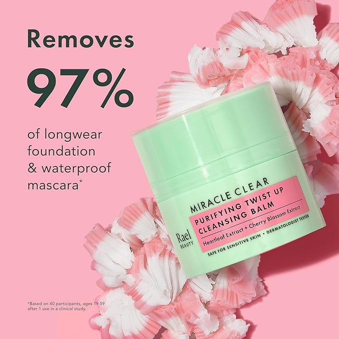 Rael Miracle Clear Cleansing Balm – Makeup Remover, Twist-Up Face Cleanser, Double Cleanse, Non-Comedogenic, with Rice Bran & Jojoba Oils, Vegan, Korean Skin Care, All Skin Types (1.69 fl oz)-Velvo Beauty